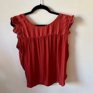 LOFT Ruffled Rust Colored Blouse